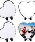 Blank Sublimation Heart Slate Set Four Pieces 5.9 By 5.9 Inches With Black Stands For Heat Press DIY Custom Photo Plaque Frame