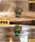 16 Lines Laser Level With Tripod For DIY Projects Self Leveling For Indoor Use Two Batteries Included High Accuracy Cross Line Tool Built For Handyman Pros, IP54 dustproof waterproof
