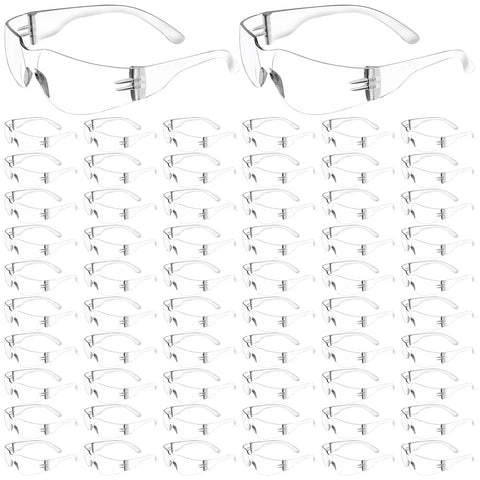 50 Pair Clear Safety Glasses ANSI Z87.1 Eye Protection For Men And Women, polycarbonate lenses, bulk eyewear for construction and lab work