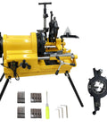 Pro Grade Heavy Hitter 1/2 To 4 Inch 220V Electric Pipe Threader 750W 3 In 1 Power Cutter with accessories on a white background.