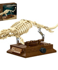 Mosasaurus Fossil Building Block Set With Gear Driven Skeleton And Dope Display Base For Collectors And Dino Fans on brown base.