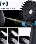Magnetic Docking Handheld Shower Head With High Pressure Power Wash Mode demonstrating 6 spray modes, matte black