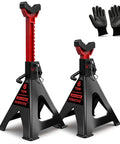Pair of SENKEYFE 6-ton jack stands with red adjustable post, black base and double-pin locking