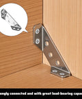20 Pack Stainless Steel Corner Brackets With Screws L Shaped Angle Connectors for Wood Shelves easy install shown in use