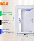 Plastic Access Panel For Drywall Ceiling 4 X 6 Inch Reinforced Plumbing Wall Access Doors Removable Hinged White with open door