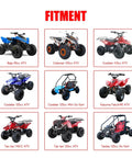 Image showing various ATV models: Baja 90cc, Coleman 125cc, Coolster 110cc, Coolster 125cc, Kazuma Falcon90, Tao tao 125cc, Taotao 125cc.