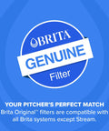 Brita Genuine Filter badge on blue background with BRITA logo and Genuine Filter text