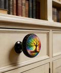 4 Pack Rainbow Tree Of Life Cabinet Knobs Acrylic Round Drawer Pulls for kitchen cabinets dressers cupboards and doors.