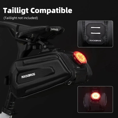 Under Seat Bike Saddle Bag With 3D Hard Shell And Quick Release 1.7L Capacity Silver Reflective Strip For Mountain And Road Bikes