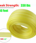Heavy Duty Manual Pallet Strapping Kit With Poly Strap Sealer And Hand Tensioner Tool For No Sweat Load Securing showing 330 feet of 1/2 inch PP PET strap.
