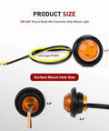 10-Pack Compact 3/4 Inch Round Clearance LED Marker Lights Kit For Truck, RV, Car, Bus, Trailer, And Boat Amber 12V with dimensions