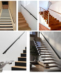 Heavy Duty Zinc Alloy Handrail Brackets For Indoor Stairs With Screws, Adjustable Angle Stair Railing Hardware, Satin Nickel Finish, 6 Pack