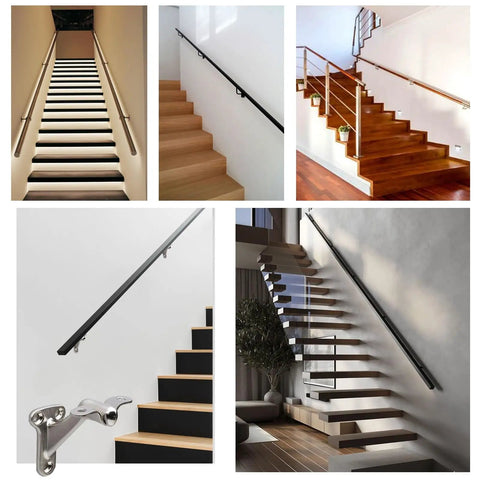 Heavy Duty Zinc Alloy Handrail Brackets For Indoor Stairs With Screws, Adjustable Angle Stair Railing Hardware, Satin Nickel Finish, 6 Pack