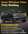 6‑piece pillar trim molding kit for 2015–2018 GMC Yukon XL/Suburban/Escalade ESV; LH and RH B/C‑pillar appliques