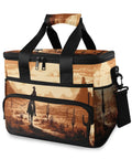 Cowboy Western Desert Insulated Lunch Bag with Adjustable Shoulder Strap, Reusable Cooler Tote, 15L Capacity in brown desert print