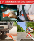 Roadside Emergency Kit For Cars And Trucks With Air Compressor, Jumper Cables, First Aid Kit, Blanket, Shovel, safety hammer details.