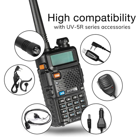 UV 5R 8W Dual Band Two Way Radio With Earpiece 1800mAh Battery Desktop Charger 128 Channel Ham Radio Handheld VOX Ready Chirp Programming