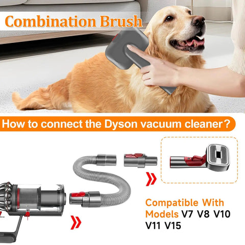 Deshedding Grooming Attachment Kit For Dyson V15 V11 V10 V8 V7 Dogs And Cats Deshedding Brush Set With Vacuum Hose Attachment