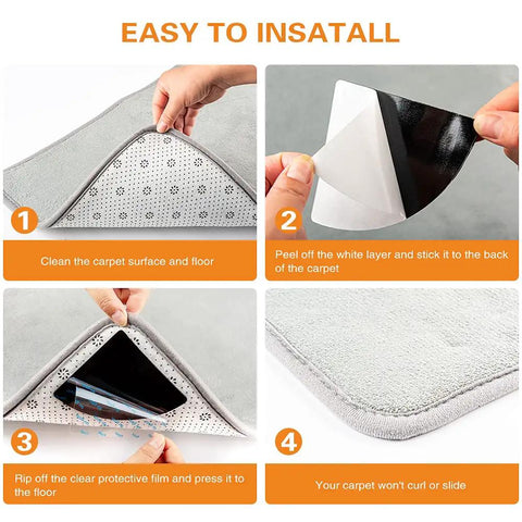 Step-by-step installation of Non Slip Rug Pad Grippers For Round Rugs Reusable Washable Double Sided Tape Keeps Your Rug Flat Prevents Curling