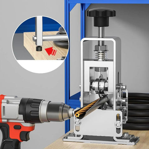 Heavy Duty Manual Wire Stripper Machine For Copper Cables 0.04 To 1 Inch with drill attachment and visible wire being stripped.