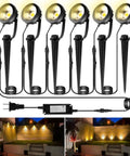 Low Voltage LED Landscape Lighting Kit With Transformer 5W 24V Outdoor Spotlight With Plug And Play Connector, 6 Pack