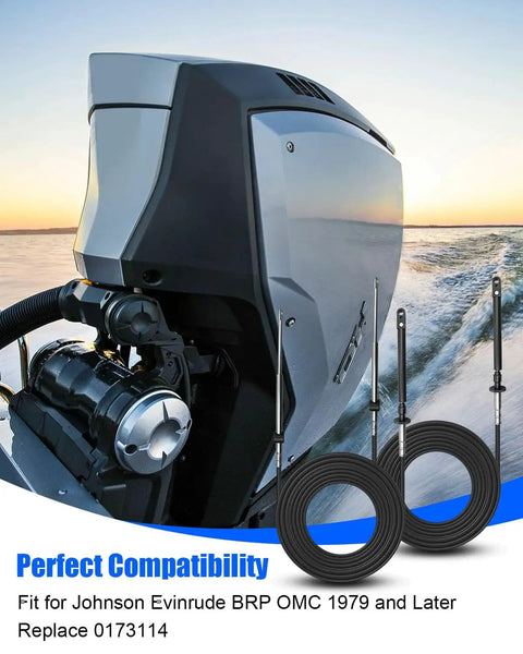 Outboard engine with 14Ft Throttle Shift Remote Control Cable For Outboard Engines, Fits Johnson Evinrude BRP OMC 1979 And Later, Replaces 0173114, 2 Pcs