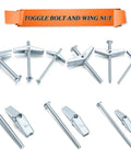 Heavy Duty Toggle Bolt And Wing Nut Set For Drywall 48 Piece Hollow Wall Anchors Kit Includes One Eighth Inch Three Sixteenth Inch And One Quarter Inch Zinc