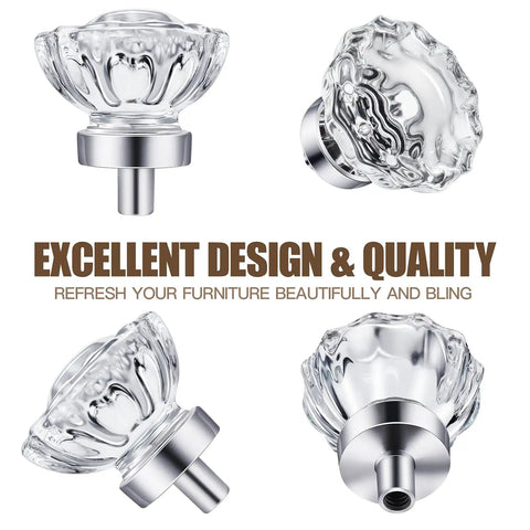 Top Shelf 8 Pack Vintage Crystal Cabinet Knobs With Sleek Chrome Bases Killer Retro Flower Drawer Pulls For Dresser Upgrade No Sweat Install That Slaps On Any Kitchen Or Bedroom Furniture Project