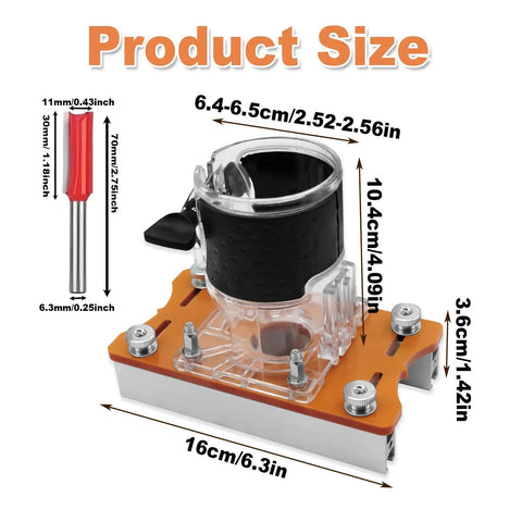 Router Base 2 In 1 Woodworking Trimmer Slotting Auxiliary Positioning Bracket Aluminum Alloy Construction Precision Fit For 65mm Inside Diameter Trimming Machines Durable DIY Shop Essential Built To Last base with dimensions