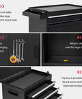 5 Drawer Rolling Tool Chest With High Capacity Adjustable Shelf Lockable Drawers Detachable 2 In 1 Mechanic Tool Box Storage Cabinet On Wheels For Garage Workshop Warehouse And Repair Shop with open drawers and tool hooks.