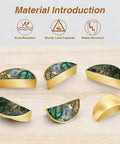 Two Pack Green Gold Fluid Art Cabinet Pulls With 3 Inch Hole Center Gold Semicircle Drawer Handles Solid Kitchen Vanity Dresser Hardware Inspired By Marble And Agate Patterns on Wooden Surface