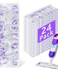 24 Pack Disposable Mop Pad Refills For Multi Surface Wet And Dry Cleaning, Compatible With PowerMop Wood Mop And Power Mop Units, Easy Change, Ultra Absorbent Microfiber Pads, Grab And Go Bulk Pack For Quick Home Cleanup, 24 purple pads