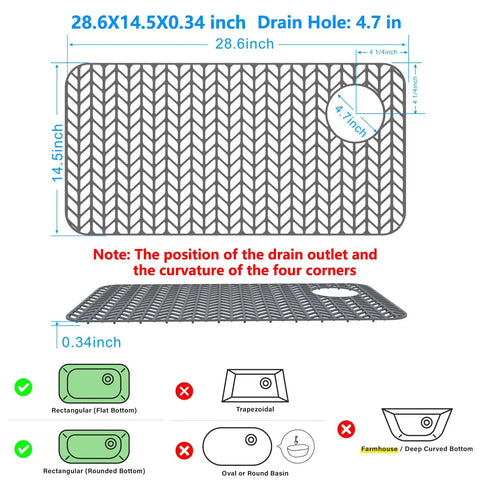 Diagram of Pro Grade Silicone Sink Mat Grid For Kitchen Sink Protection Fits 12 Inch To 30 Inch Flexible And Heat Resistant