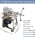 Heavy Duty Plate And Frame Filter Press Machine For Clarifying Peanut Soybean Oil, Stainless Steel 10 Layer Disc Setup with specifications.