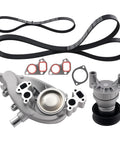 Hardcore Heavy Duty Water Pump Timing Belt Kit Fits Gmc Sierra 3500 Hd 6 0 Liter V8 Engines From 2007 Up Through 2019 Replace Old Parts Quick Without Losing Coolant Flow For Trucks That Need Some TLC And Serious Attention, black belt and aluminum water pump kit