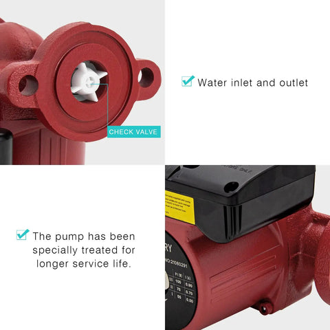 Hot Water Recirculating Pump 115V 1 NPT Cast Iron Flange, Three Speed 100W 70W 55W, Gets Hot Water Faster, Up To 20 Ft Head And 145 PSI, Delivers 17 GPM, Works From 36F To 230F, Replacement Pump For Solar Heaters And Boilers, Quiet Durable