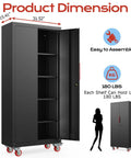 71 Inch Tall Lockable Garage Storage Cabinet On Wheels With Four Adjustable Shelves Beefy Heavy Duty Steel Construction For Home Shop Or Warehouse Scratch Resistant Powder Coated Finish Easy Roll Casters Locking Latch, open view