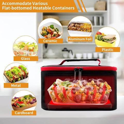 Portable Oven Lunch Box Heats Meals On The Go 12V 24V 110V 3 In 1 Car Food Warmer with various container compatibility