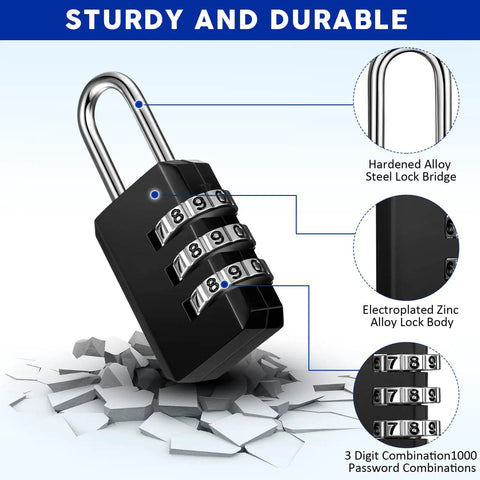 50 Pack 3 Digit Combination Locks Waterproof Compact Luggage Padlocks For Backpacks And Suitcases Travel Gym School Toolbox