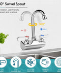 Leak Free Commercial Hand Sink Faucet With 4 Inch Center Wall Mount, Three And A Half Inch Gooseneck Spout, Chrome finish