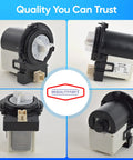 Washer Drain Pump Motor Assembly Replacement Part For Samsung Maytag Kenmore LG Replaces DC31-00016A PS4204638 AP4202690 62902090, front view