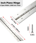 48 Inch 304 Stainless Steel Piano Hinge 0.060 Thick Beefy Heavy Duty Hinge For Cabinets Doors Toolboxes Wooden Boxes Metal Panels And Industrial Furniture Projects, 48-inch 304 stainless steel piano hinge with screws