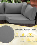 Outdoor Replacement Cushions For Patio Furniture 14 Piece Gray Cushion Set For Six Seat Rattan Wicker Sectional Sofa Water Repellent