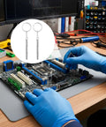Technician using Three In One Eyeglass Repair Kit With Mini Screwdrivers and 80 Silicone Sealing Rings on motherboard