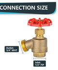 50 Pack Hose Bibb Valve Set With One Half Inch FIP To Three Quarter Inch MHT Brass Plumbing Fittings For Garden Boiler And Outdoor Water Service Beefy Rugged And Leak Proof Corrosion Resistant, 1/2 FIP inlet, 3/4 MHT outlet