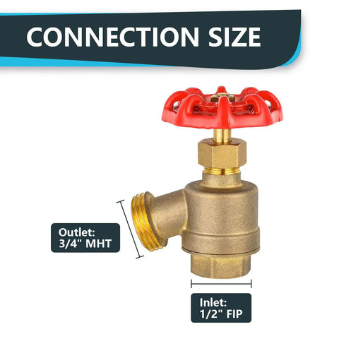 50 Pack Hose Bibb Valve Set With One Half Inch FIP To Three Quarter Inch MHT Brass Plumbing Fittings For Garden Boiler And Outdoor Water Service Beefy Rugged And Leak Proof Corrosion Resistant, 1/2 FIP inlet, 3/4 MHT outlet
