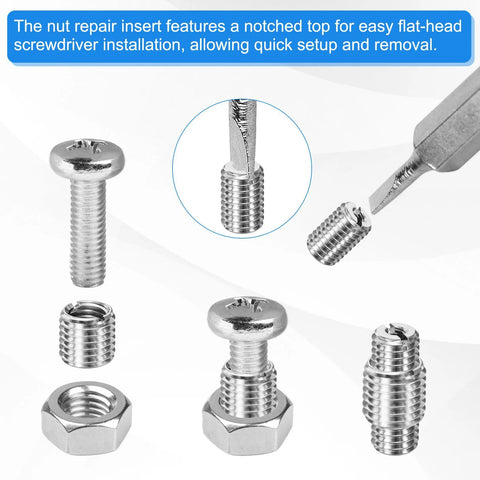 Front view of 10-pack stainless steel thread adapter sleeve reducing nut, M10x1.5 male to M8x1.25 female, 20mm height.