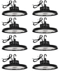 UFO LED High Bay Light 150W 24000LM 3 CCT Switchable 3500K 4000K 5000K 0 To 10V Dimmable 120 To 277V ETL Listed 8 Pack