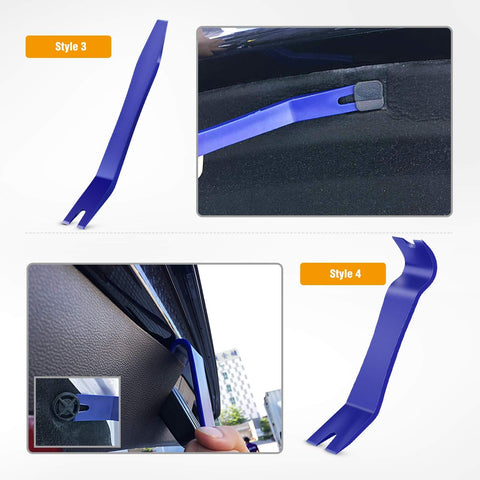 5 Piece Auto Trim Removal Tool Kit No Scratch Pry Set For Car Door Panels Clips And Dashboard Nylon Construction With Fastener Remover Durable Easy Dismantle