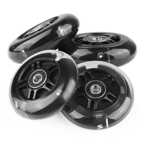 LED Light Up Inline Skate Wheels With Bushings 64/70/72/76/80mm 85-88A For Kids And Beginners Indoor Outdoor Use Black 8 Pack